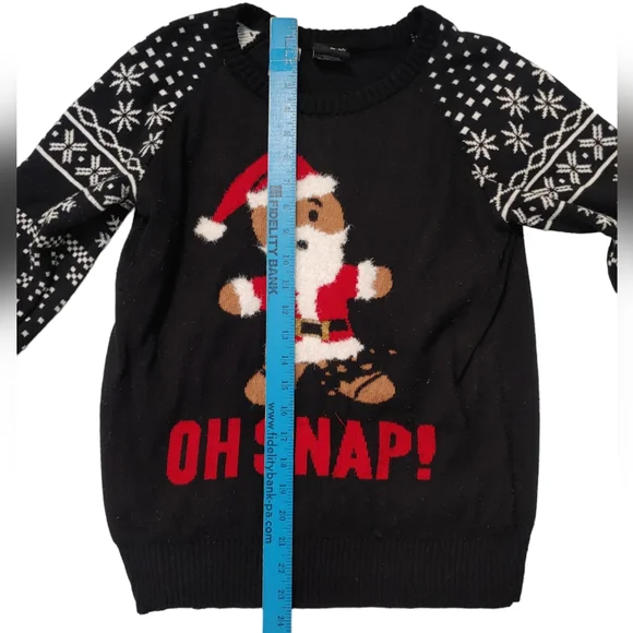 WELL WORN HOLIDAY SWEATER Black Size Medium Ugly Christmas Sweater Gingerbread - Picture 6 of 11